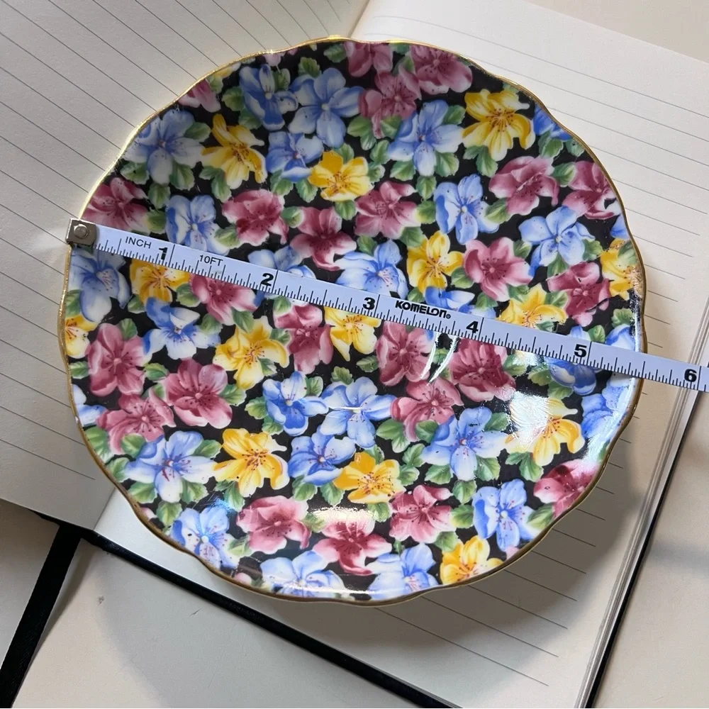 Vintage Radfords Bone China Multi Color Floral gold trim Print Saucer Dish - Picture 8 of 10